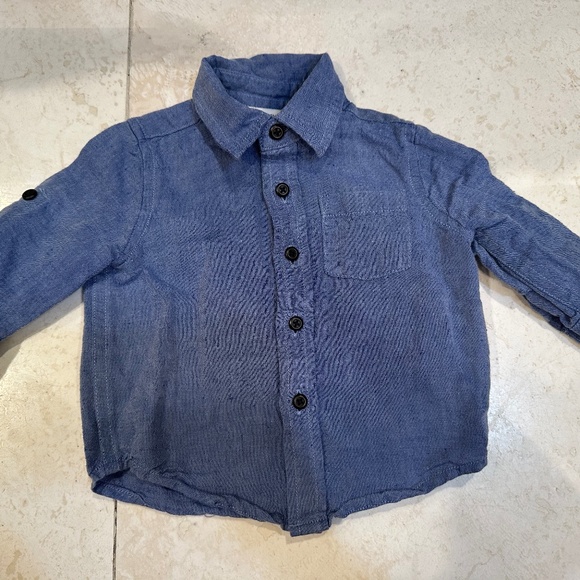 Janie and Jack long sleeve button up denim shirt 3-6 mo - Picture 1 of 2